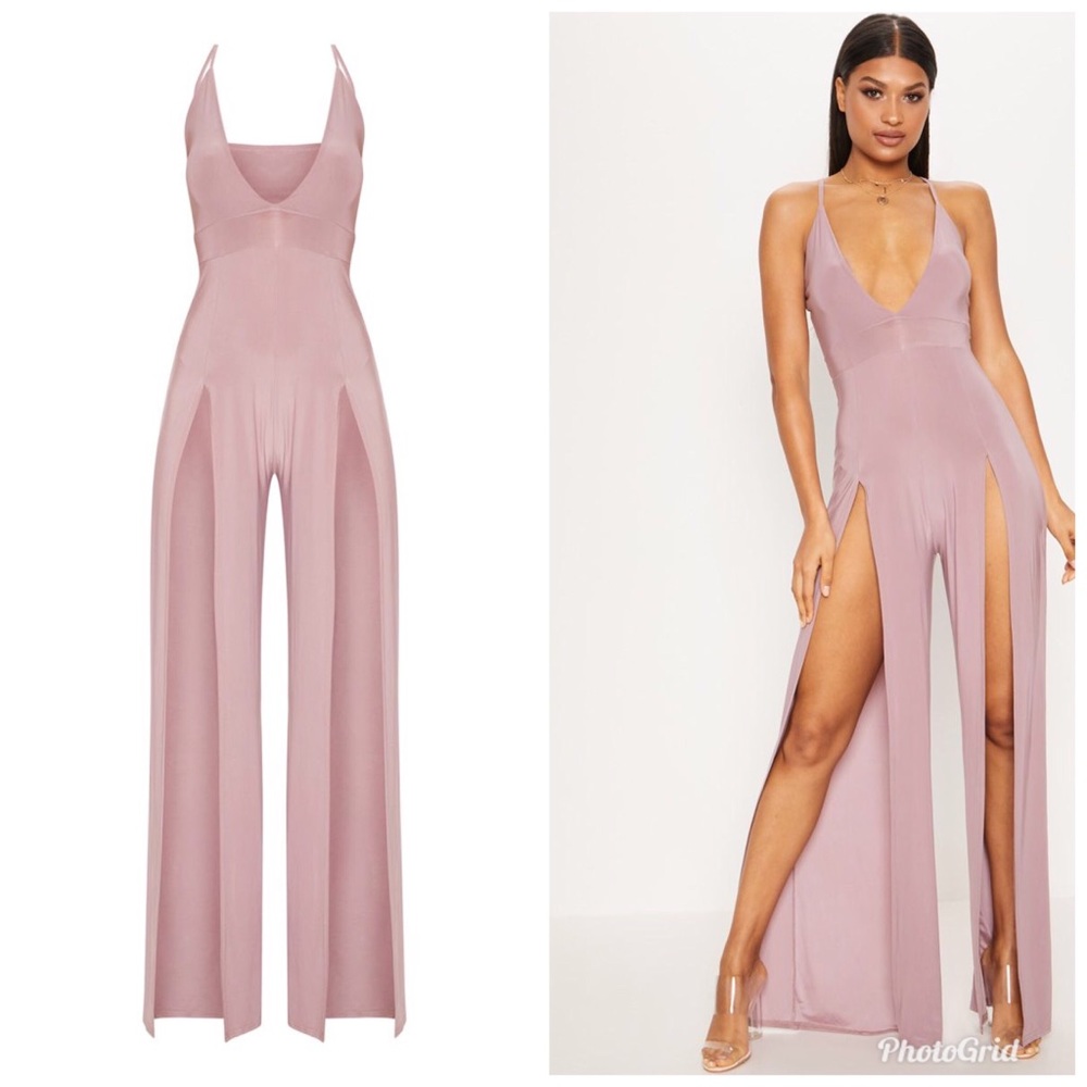 Mauve jumpsuit split leg / slinky leg